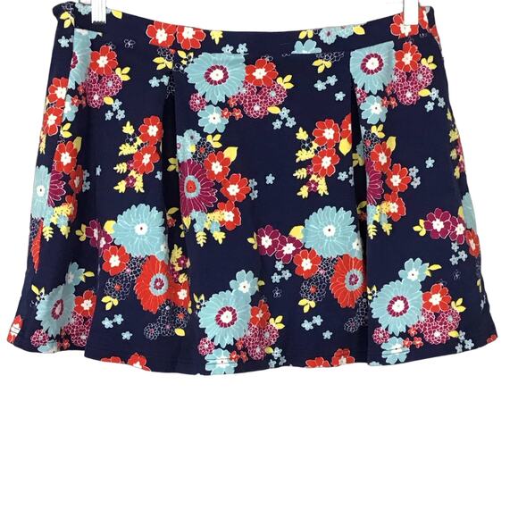MODCLOTH Keeping Score Navy Blue Floral Stretch Mini Skirt Skort sz 1X  XL 14 16 - Picture 3 of 8